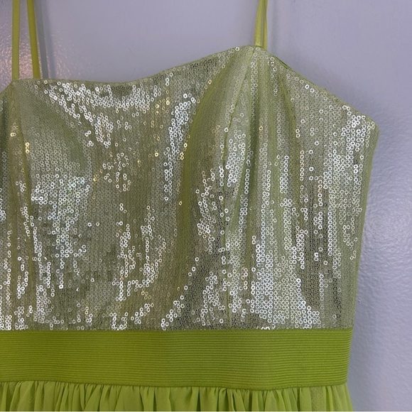 Cache Bright Green Sequin Chiffon Strapless High-Low Maxi/Mini Dress Size 4 Lime - Picture 6 of 16